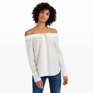 Club Monaco Off-shoulder Shirt White Size 2